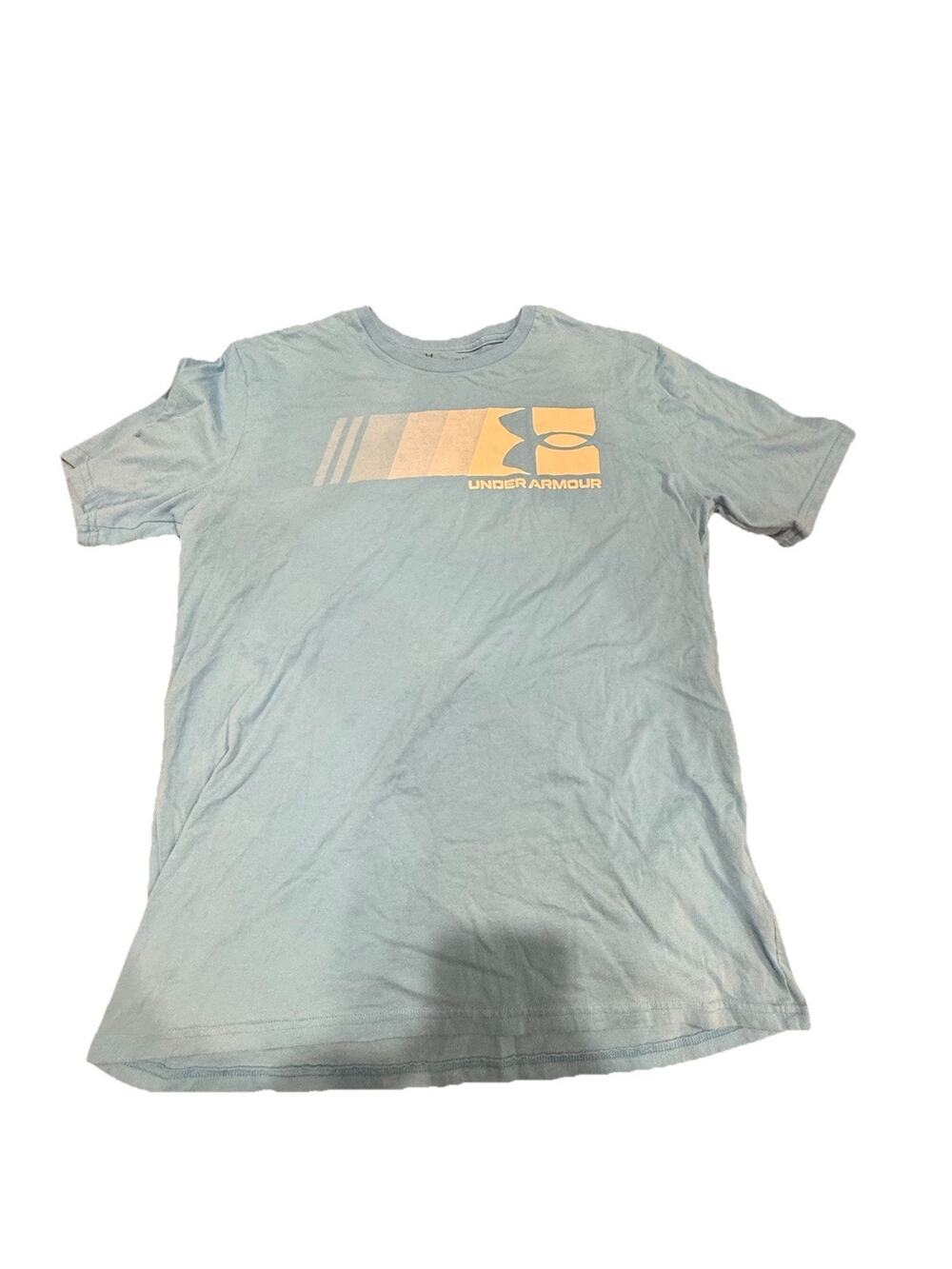 Under Armour Mens Large Blue Graphic Logo T Shirt Loose Fit